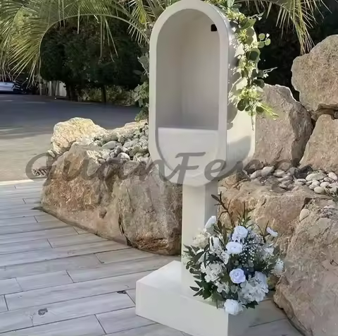Outdoor wedding party decoration, phone booth audio video guestbook holder display stand