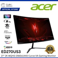 ACER 27" NITRO ED270US3 / ED270U S3 WQHD 2K (2560x1440P@180HZ) LED CURVE VA PANEL GAMING MONITOR (1M
