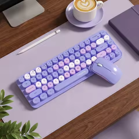 MOFii Idol Wireless Keyboard Mouse Combo, Macaron Gradient, Quiet Compact Portable Set for Laptop/De