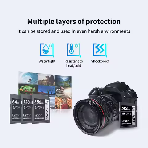 Lexar V60 SD Card 1667x SDXC UHS-II Memory Card Perfect for Vlogger 64GB 128GB 256GB 4K Video Card f
