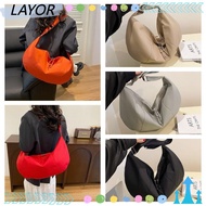 LAY Dumpling Bag, Large Capacity Solid Color Commuting Bag, Casual Dumpling Shape Lightweight Shoulder Bag Girls