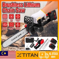 【Stock in KL】XTITAN 12'' Cordless Chainsaw Brushless Electric Chainsaw Lithium Rechargeable Saw Wood Cutting
