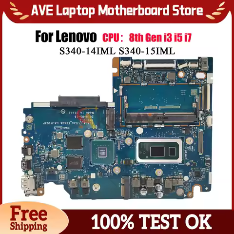LA-H104P For Lenovo Ideapad S340-15IML Laptop Motherboard with i5 i7 CPU MX230 2GB 4GB RAM 100% Full