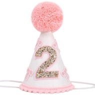 Pink And White Bow 2nd Hat - Bow 2nd Birthday Theme Hat,Baby Girl Second Birthday Decor,Coquette 2nd