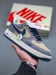 耐吉Nike Air Force 1 Low 07 x Vlone 灰棕藍小鉤 內置蜂窩氣墊 官方貨號KK1988045