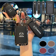 Zinc Alloy Genuine Cow Leather Smart Car Key Fob Case Cover Shell Keychain For Mazda 2 3 6 CX30 CX3 