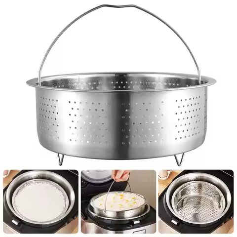 Stainless Steel Food Steamer Basket Insert Steamer Pot Rice Pressure Cooker Drain Basket Cooking Acc