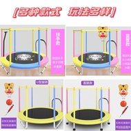 Children's Trampoline Home Indoor Children's Toy Fitness Trampoline with Safety Net Armrest Folding Bounce Bed