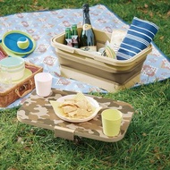 日本ISETO 日製二合一野餐露營折疊式提籃餐桌(附卡扣)