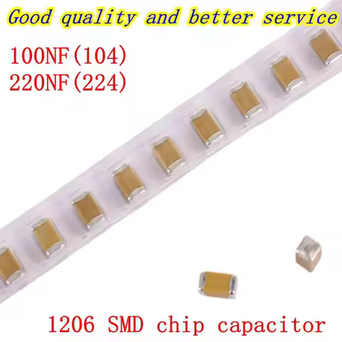 100pcs 1206 SMD Chip Multilayer Ceramic Capacitor 50V 10NF 100NF 220NF 1UF 10UF 103 104 224 105 106