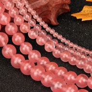 Natural Cherry Quarts Crystal Stone Beads Round Shape Size 4-12mm Price/String
