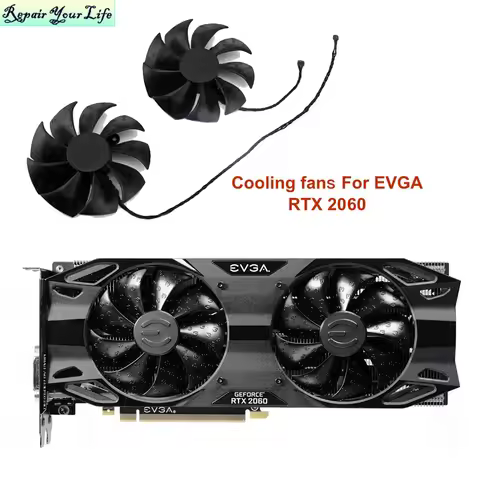 VGA Graphics Card Fans for EVGA GeForce RTX 2060 XC Ultra Gaming 6GB GDDR6 Dual HDB 06G-P4-2166-KB P