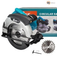 RSK เลื่อยวงเดือน 7 นิ้ว รุ่น 575 950w. มีไฟเลเซอร์ตีเส้นเพื่อความแม่นยำ ปรับองศาได้ ด้ามจับเสริมยาง