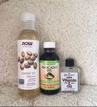 Castor oil Avocado oil Vitamin E oil combo