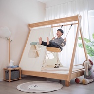 Superman Tree House Kid'S Bed Tent Play Bed Wooden Swing Popsicle Bed Kid'S Room Bed Swing Hammock