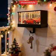 SMS Wall Mount Car Garage Key Holder With LED Light Mirrored Key Organizer Entryway Mail Door Keycha
