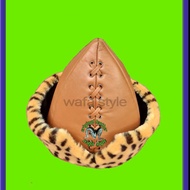 Topi kulit peci ottoman TAN motif MACAN