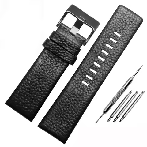Genuine Leather Strap Watchband For Die-sel Watches DZ7257 DZ4386 1657 1399 1206 4323 7313 7371 Blac