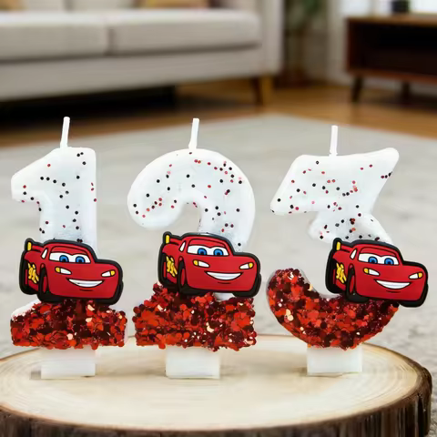 @Digital Candle 0-9 Racing Story Lightning McQueen Birthday Candle Cute Cake with Plugin