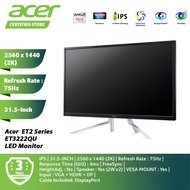 [12.12 Clearance Sales] Acer 31.5-Inch ET2 ET322QU LED Monitor UM.JE2SM.004 WQHD 2K 4Ms 75Hz