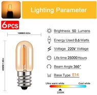 6 Gói E12 E14 Bóng Đèn Led Edison Cổ Điển 1W T16 Mini Candelabra Bóng Đèn Retro có thể thay đổi màu