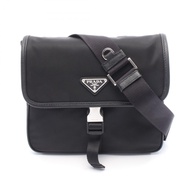 【二手】Prada PRADA 單肩斜背包 2VD0772DMHF0002 黑色尼龍 Saffiano 皮革肩背包 男士全新