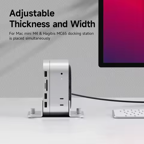 Hagibis Vertical Stand for Mac Mini M4/M4 Pro Aluminum Alloy Laptop Desktop Stand Anti-Slip Adjustab