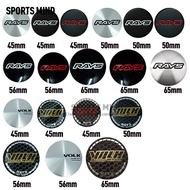 4PCS/lot 45mm 50mm 56mm 65mm Car Wheel Center Cap Emblem Sticker For RAYS VOLK Racing Wheel LOGO Hub