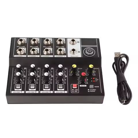 Audio Mixer Mini Audio Mixer Q48 Portable 8‑Channel Stereo Audio Sound Mixer Karaoke Microphone Ampl