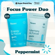 Hot FocusPowerDuo-0Mg & 40Mg Caffeine Chewing Gum-Mint Flavor (2 Packs)