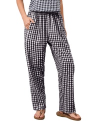 Women Y2K Plaid Wide Leg Tunic Pants Low Waist Gingham Print Lounge Long Pants Pajama Lounge Trouser