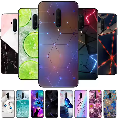 For Oneplus 7 Pro Case Soft Black Silicone Bumper Butterfly Phone Cover for One Plus 7T Pro 7 T Case