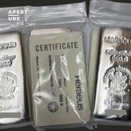 Heraeus 10 oz Silver Perak Batangan Sertifikat 311gr not rcm nadir