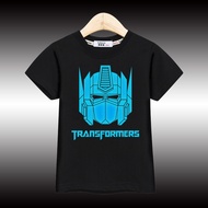 เสื้อยืดแขนสั้น พิมพ์ลาย Transformers แบบเรืองแสง สําหรับเด็กผู้ชาย 100cm-150cm