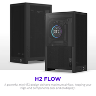 NZXT H2 Flow - Mini ITX Airflow Case With 2 x 120mm Fan Pre-Installed With PCIe Gen 5.0 Riser Includ