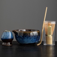Matcha bowl with spout Japanese style kiln shift stoneware tea whisking bowl set plus a ky shu style