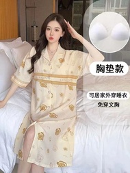 CCY 2266-1 ชุดนอนกระโปรงคอปก มีฟองน้ำ ใส่หลวมๆใส่สบาย ไม่เคืองผิว ราคาไม่แพง เป็นฟรีไซส์(สินค้าพร้อม