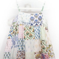 木刻印純棉洋裝 印度棉有機棉背心洋裝 手工蓋印吊帶洋裝-花朵風