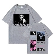 Arcane Jinx Bông Tai Kẹp Nam Quá Khổ Áo Thun Sọc Thoáng Khí Thời Trang Trò Chơi Áo Sơ Mi Cho Tất Cả