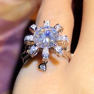 แหวนเพทายฝังกลีบทองคำขาวผู้หญิง เครื่องประดับแหวนวันครบรอบแต่งงาน