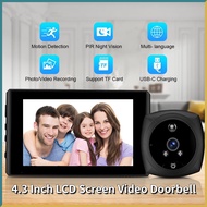 4.3 inch 1080p high-definition video doorbell intelligent 140 degree wide angle camera doorbell digital peep door camera doorbell