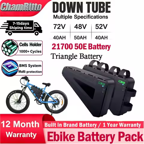Electric Bicycle 60v 72v Triangle chamrider battery 36v 48v 52v ebike 30 40ah 50ah 60ah 1000w 2000w 