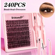Sanishi Lashes 144 Clusters D-Curl Eyelash Curler 12-18mm Length, Independent Eyelash Curler, Thin &