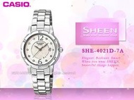 CASIO手錶專賣店 國隆 CASIO SHEEN SHE-4021D 水晶裝飾細緻溫柔女錶_發票_保固一年