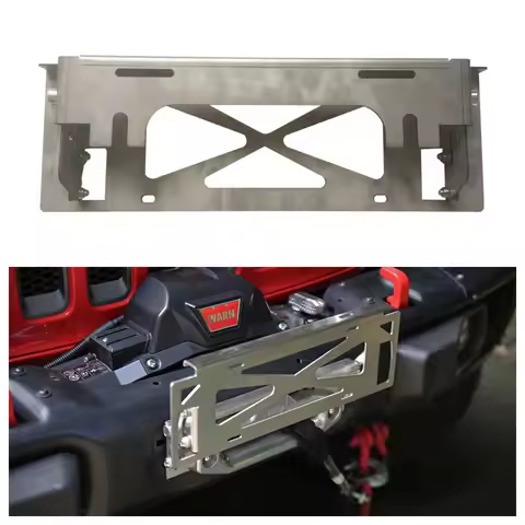 Front License Bar Up Moving Bracket Bumper License Plate Mount Silver Stainless Steel For Jeep For W