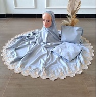 KATUN Plain mukena with lace top and bottom,/ micro cotton mukena, adult mukena, suit