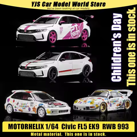 MOTORHELIX Cast Model 1/64 Civic TYPE R FL5 EK9 Children's Day 993 Sports Car Static Decoration Coll