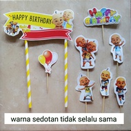 A set of Upin & Ipin / Upin and Ipin character cake topper birthday cake decorations