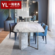 Stock up5-20 Nordic Dining table modern simple marble Table Designer creative stainless steel rectan