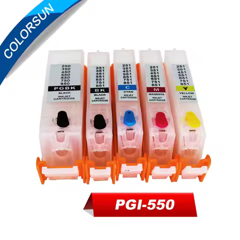 Colorsun PGI-550 CLI-551 Refillable Ink Cartridges PGI550 for Canon PIXMA IP7250 IX6850 MG5450 MG565